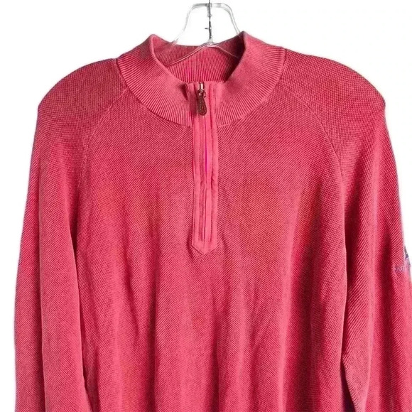 Johnnie-O Men's Red Half-Zip Mock Neck Sweater Size L Autism Speaks arm logo - Picture 5 of 13